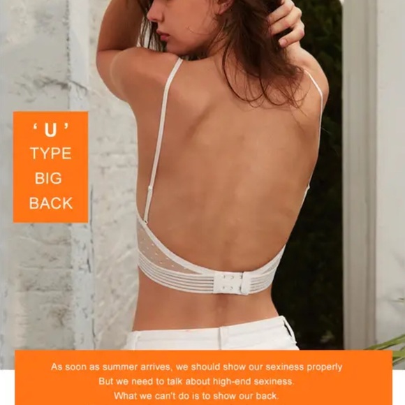 Bra Thin Triangular Woman Soft Seamless Backless Back Sexy Bralette Dot Mesh L - Picture 5 of 16